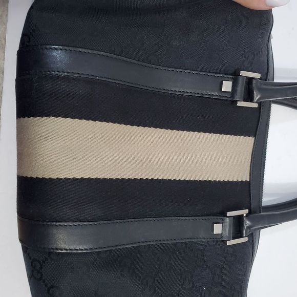 Gucci authentic small Boston hand bag black web & matching planer wallet - Picture 12 of 16